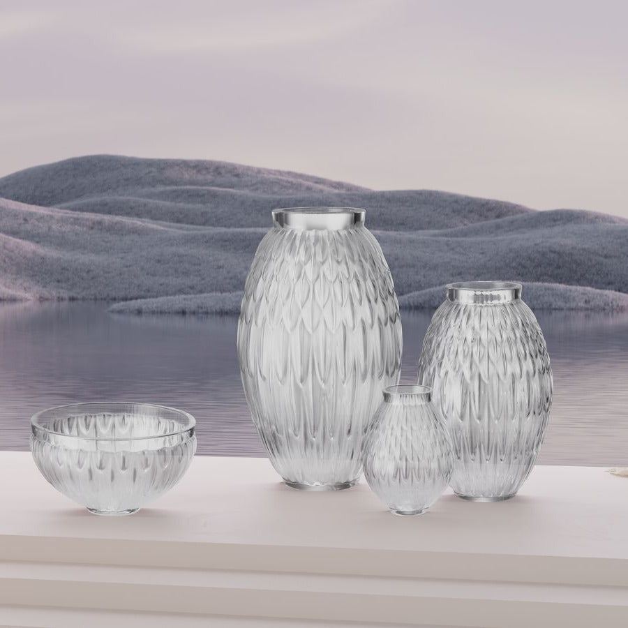 Lalique Plumes 11" Vase klar