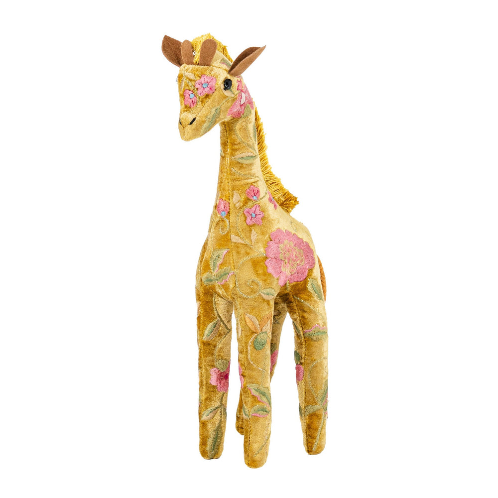 Süßes Giraffen-Kuscheltier bestickt mit Seide Blumen Bahlmann München