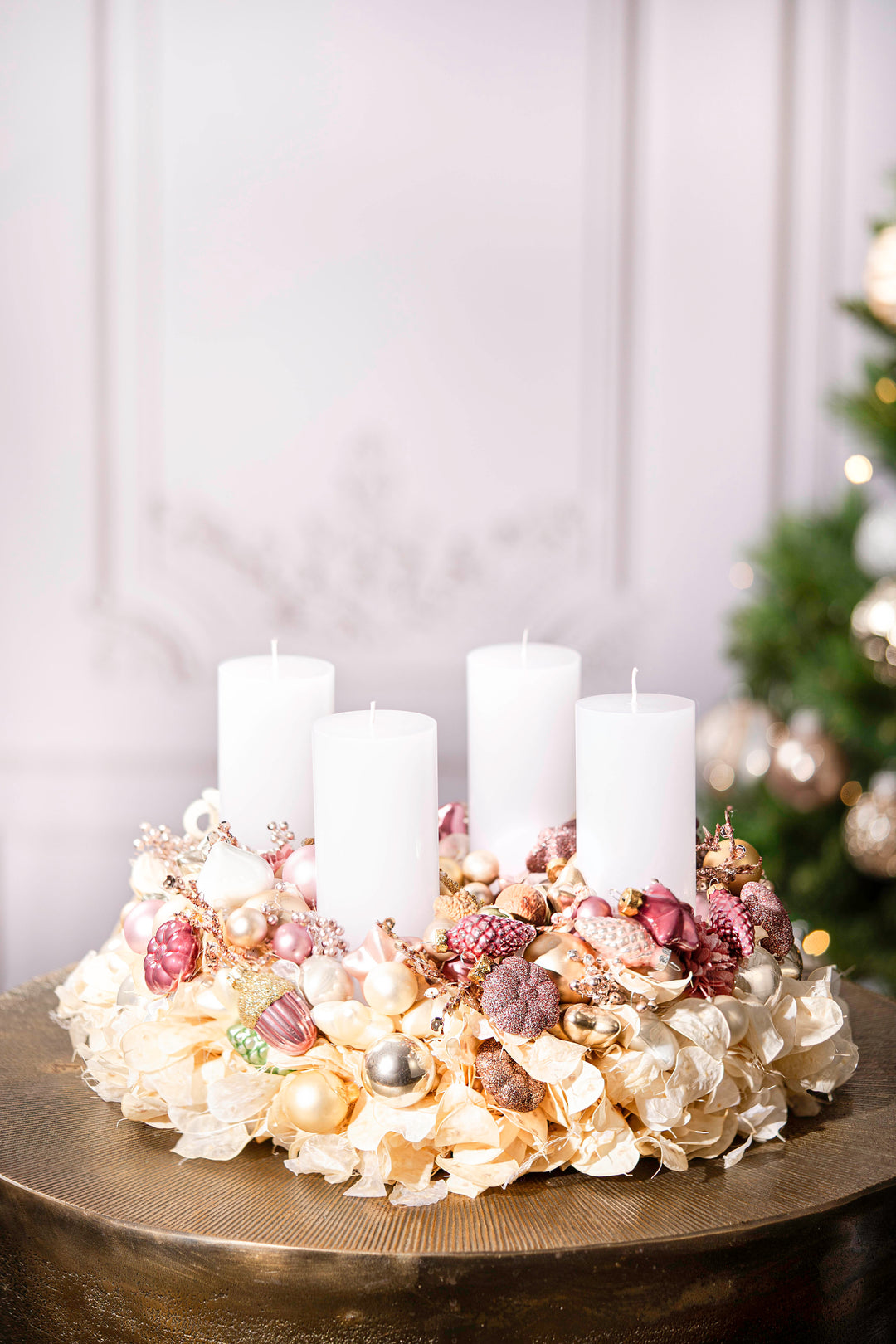 Adventskranz "Glamour" in Weiß-Gold