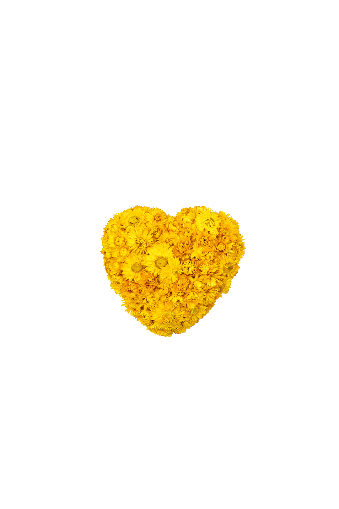 Dauerhaftes Herz aus Strohblumen klein gelb Blumen Bahlmann München