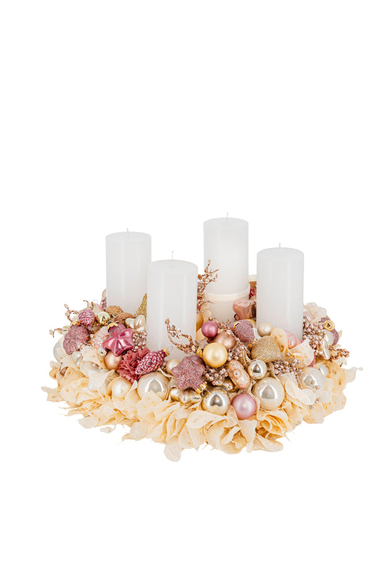 Adventskranz "Glamour" in Weiß-Gold