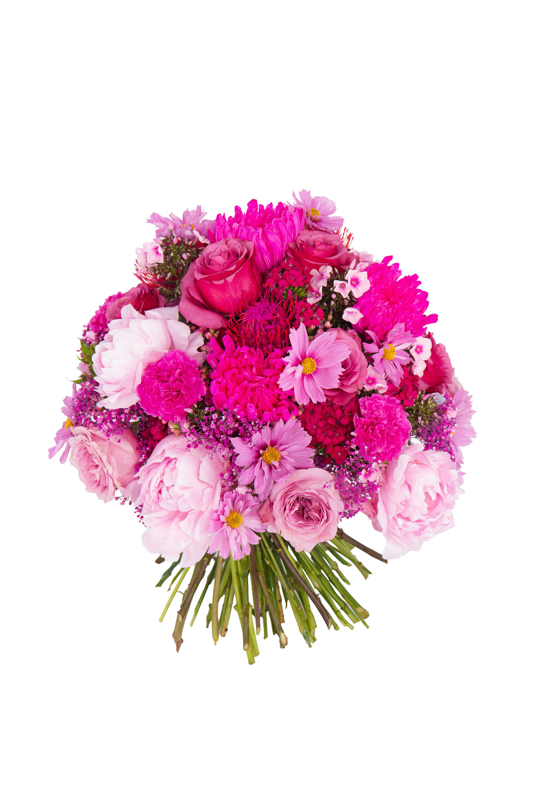 Freigestellter Blumenstrauß "Flower-Bomb" in kräftigem Pink – Blumen Bahlmann München