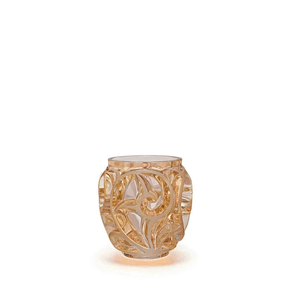 DIe Lalique Tourbillons Vase goldglänzend ist die pefekte Dekoration und sorgt mit ihrem außergewöhnlichem Design für viel Interpretationsspielraum Blumen Bahlmann München