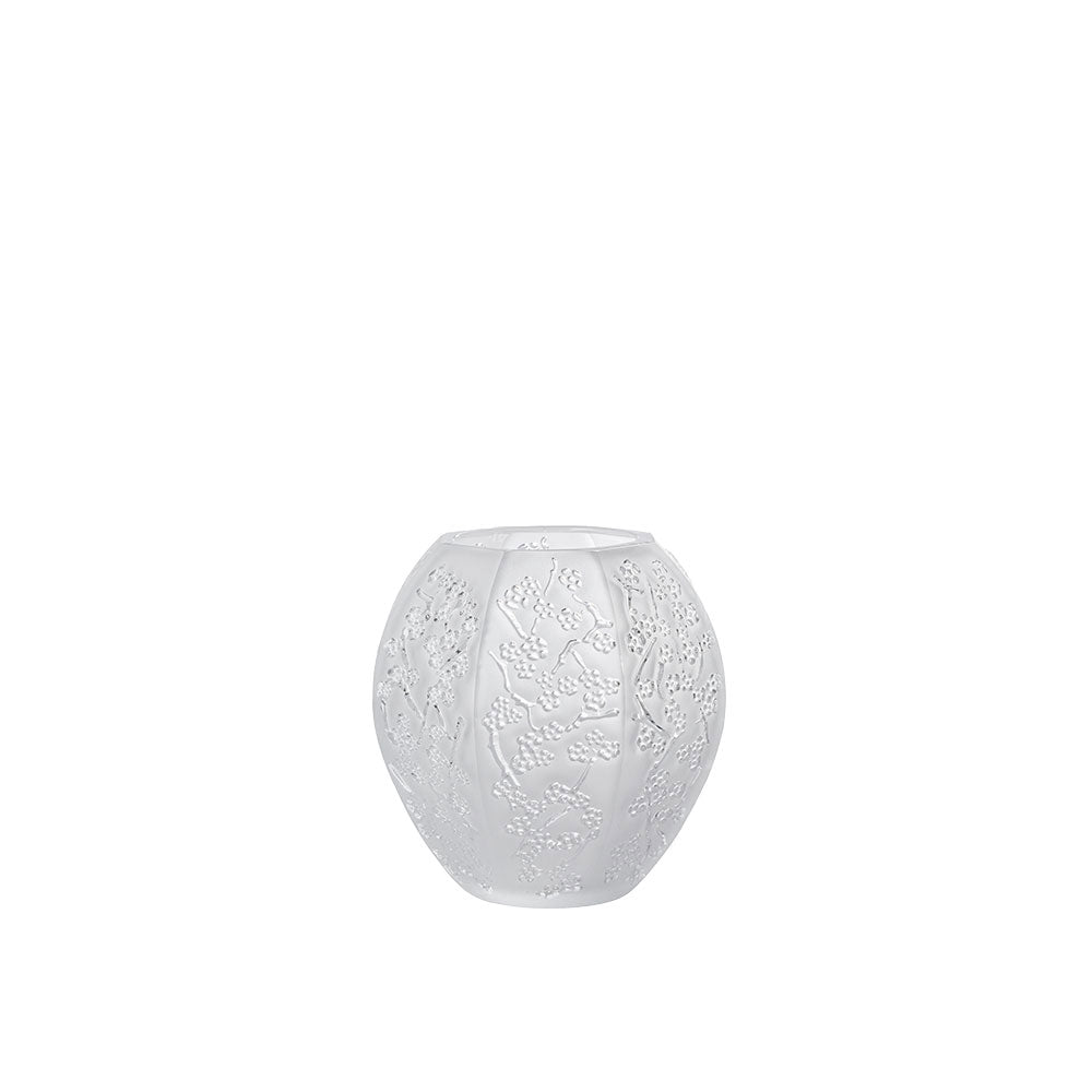 Lalique Vase Sakura in der kleinen Ausführung. Perfektes Deko-Accessiore für ihr Zuhause. Blumen Bahlmann München