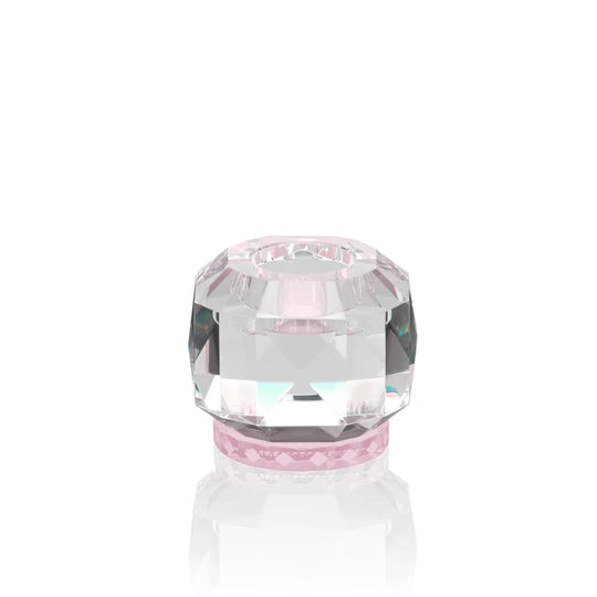 Moderner Texas Tealight Holder von Reflections Copenhagen aus hochwertigem Kristallglas als stilvolle Tischdekoration in Rosa, Klar – Blumen Bahlmann München