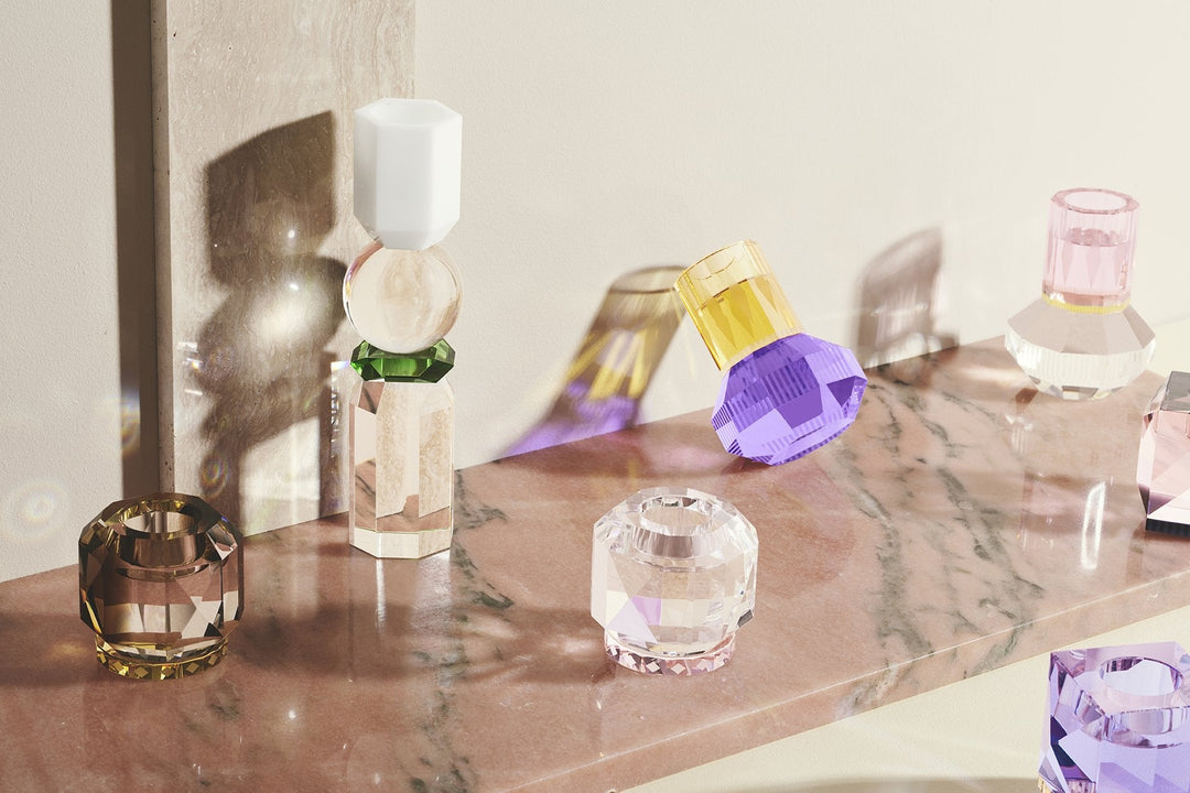 Luxuriöser Teelichthalter Texas von Reflections Copenhagen mit geometrischem Kristallglas Design – Blumen Bahlmann München