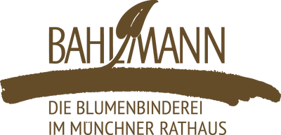 Das Blumen Bahlmann Logo. Die Blumenbinderei im Rathaus München seit 1905.